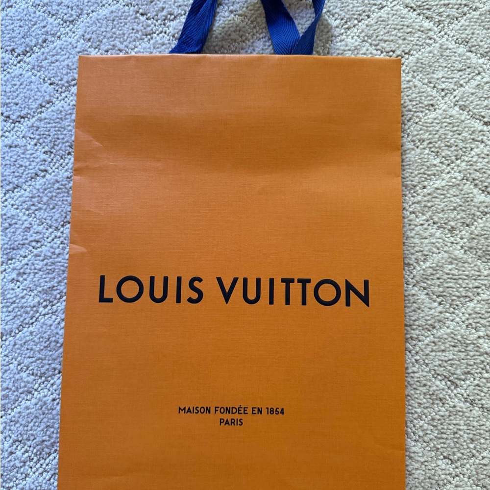 Authentic Louis Vuitton Shopping Bag with Blue Handles
